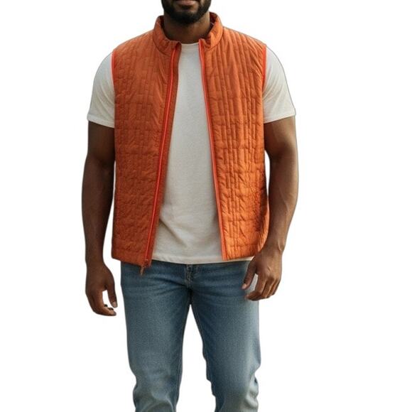 Nominee Made in Italy Men’s Quilted Lightweight Orange Nylon Vest M - Picture 1 of 10